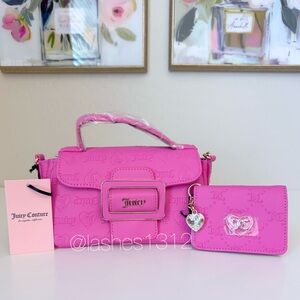JUICY COUTURE Bag Made You Look Mini Crossbody & Card Case Wallet Set - Pink